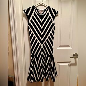 Banana Republic Black and White Chevron Fit-and-Flare Mini Dress